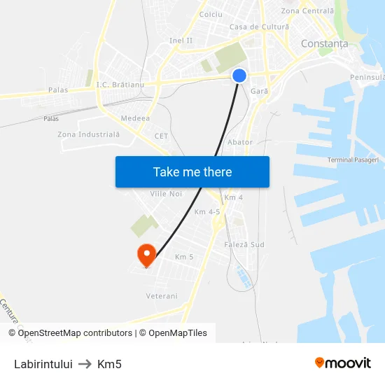 Labirintului to Km5 map