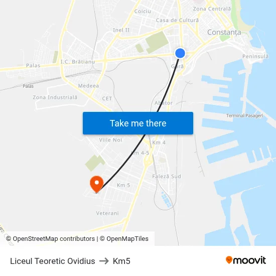 Liceul Teoretic Ovidius to Km5 map