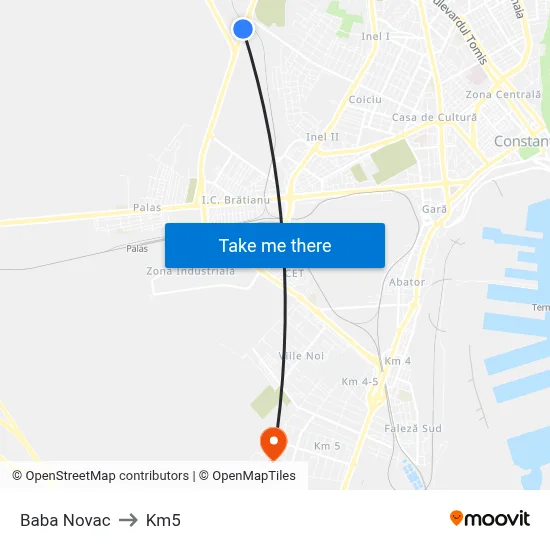 Baba Novac to Km5 map