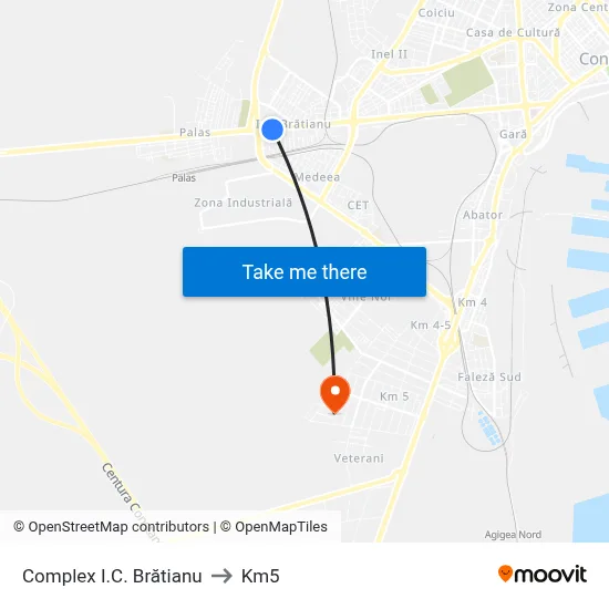 Complex I.C. Brătianu to Km5 map