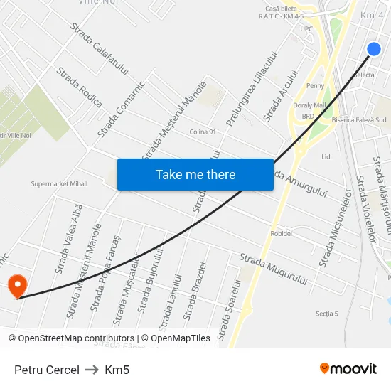 Petru Cercel to Km5 map