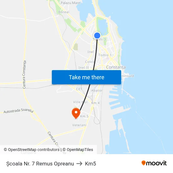 Școala Nr. 7 Remus Opreanu to Km5 map