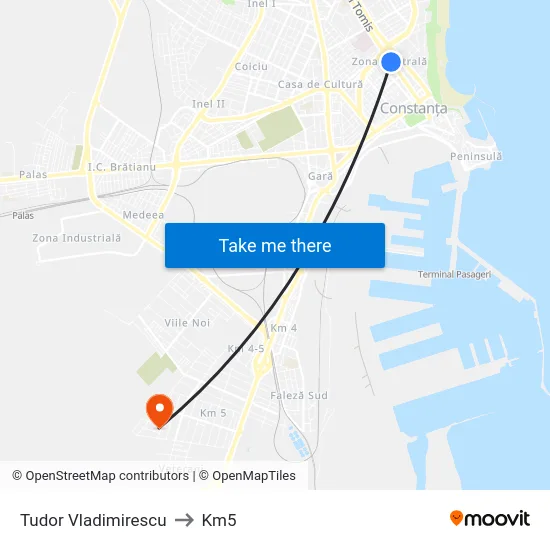 Tudor Vladimirescu to Km5 map