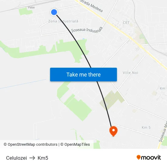 Celulozei to Km5 map