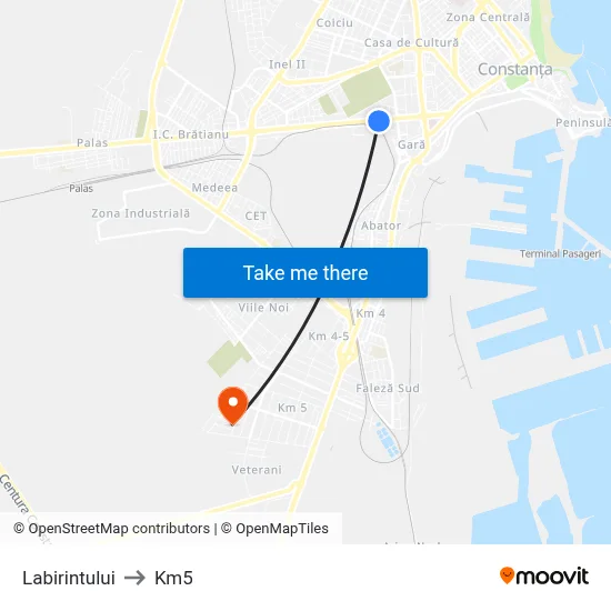 Labirintului to Km5 map