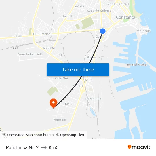 Policlinica Nr. 2 to Km5 map