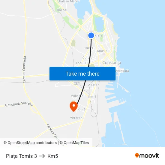 Piața Tomis 3 to Km5 map