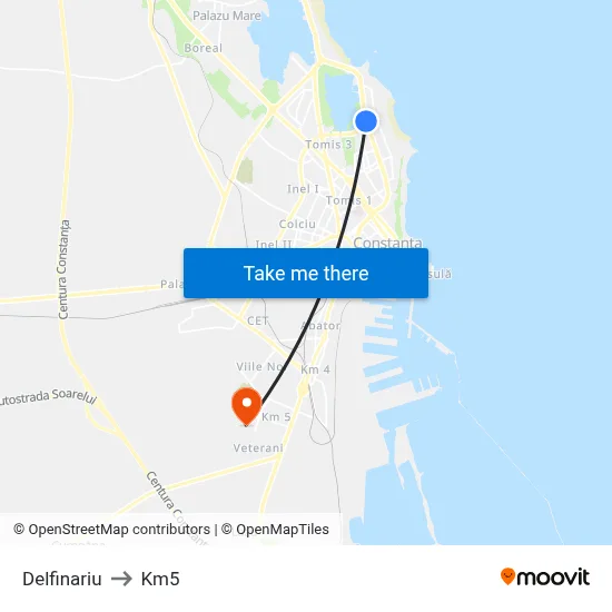 Delfinariu to Km5 map