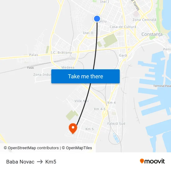 Baba Novac to Km5 map