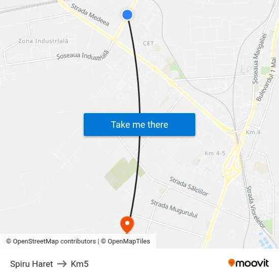 Spiru Haret to Km5 map