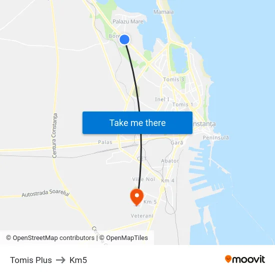 Tomis Plus to Km5 map