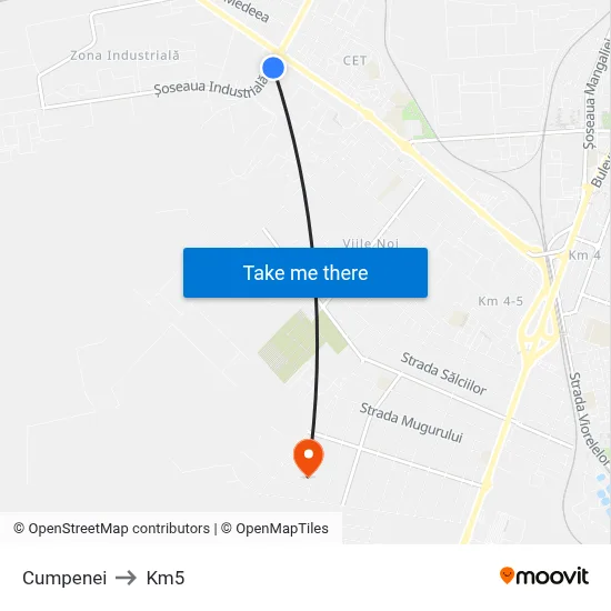 Cumpenei to Km5 map