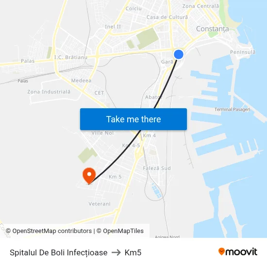 Spitalul De Boli Infecțioase to Km5 map