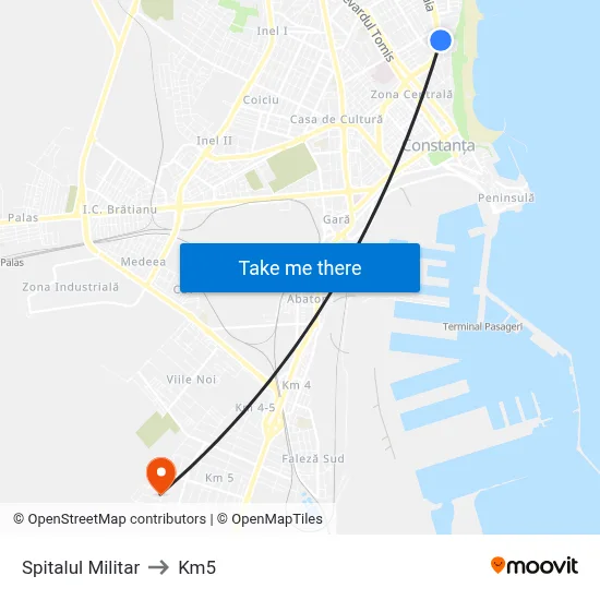 Spitalul Militar to Km5 map
