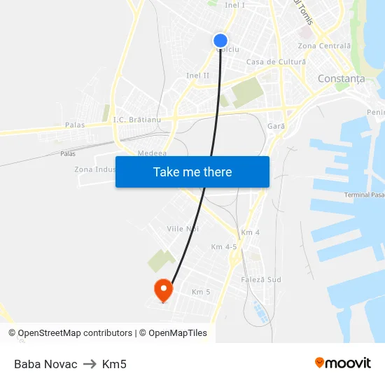 Baba Novac to Km5 map