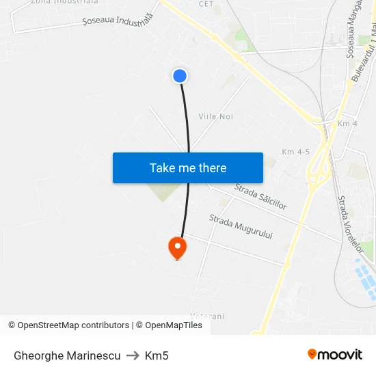Gheorghe Marinescu to Km5 map