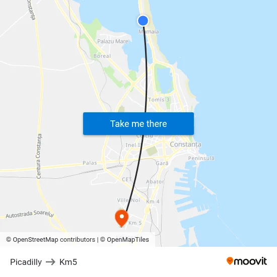 Picadilly to Km5 map