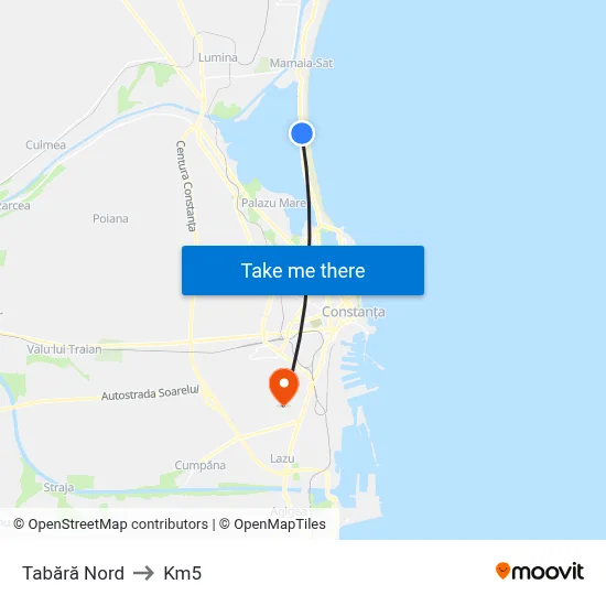 Tabără Nord to Km5 map