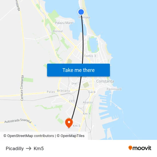 Picadilly to Km5 map