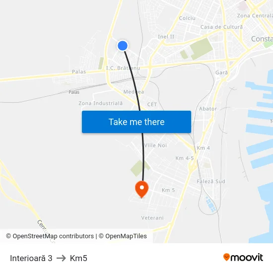 Interioară 3 to Km5 map