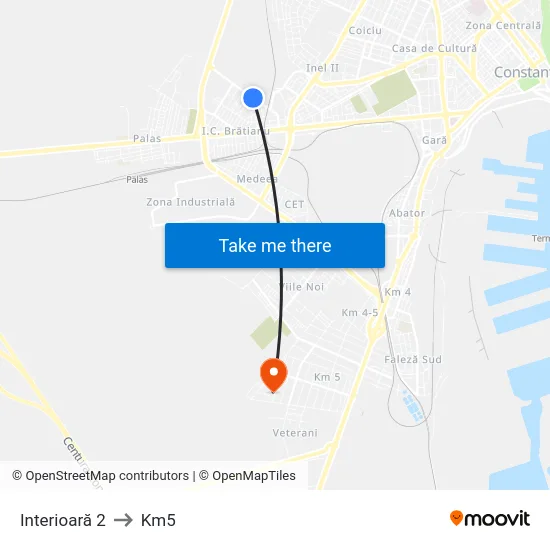 Interioară 2 to Km5 map