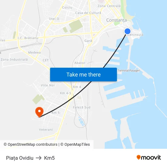 Piața Ovidiu to Km5 map