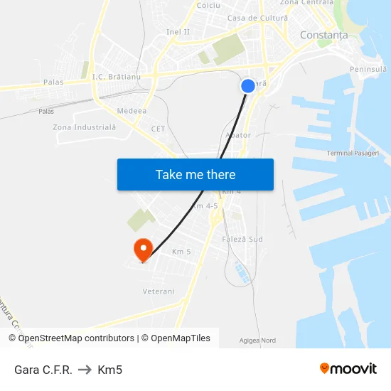 Gara C.F.R. to Km5 map