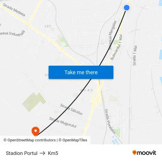 Stadion Portul to Km5 map