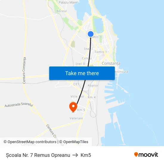 Școala Nr. 7 Remus Opreanu to Km5 map