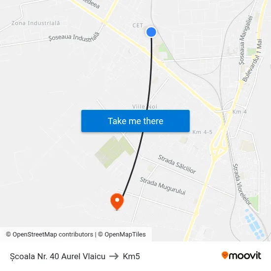 Școala Nr. 40 Aurel Vlaicu to Km5 map