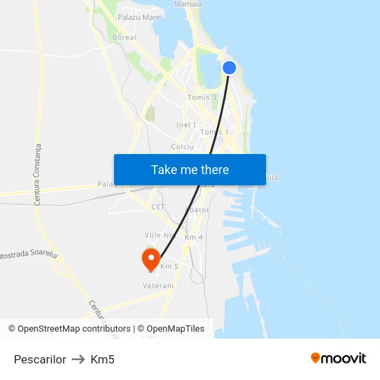 Pescarilor to Km5 map
