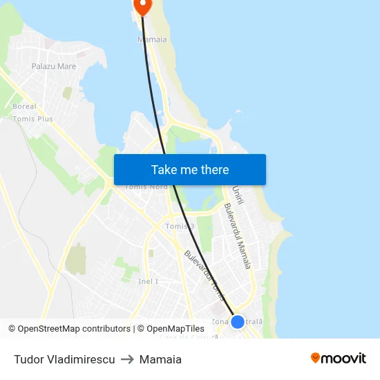 Tudor Vladimirescu to Mamaia map