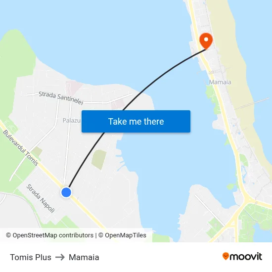 Tomis Plus to Mamaia map