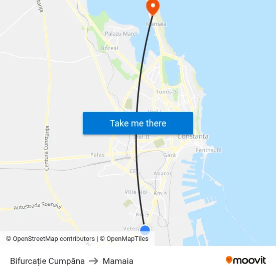 Bifurcație Cumpăna to Mamaia map