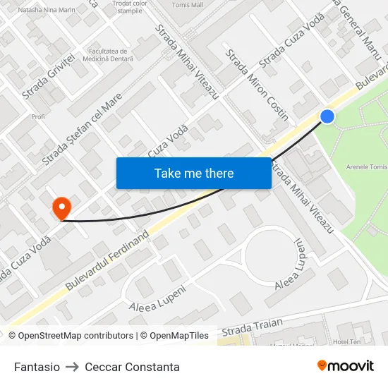 Fantasio to Ceccar Constanta map