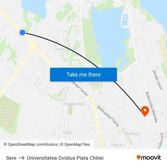 Sere to Universitatea Ovidius Piata Chiliei map