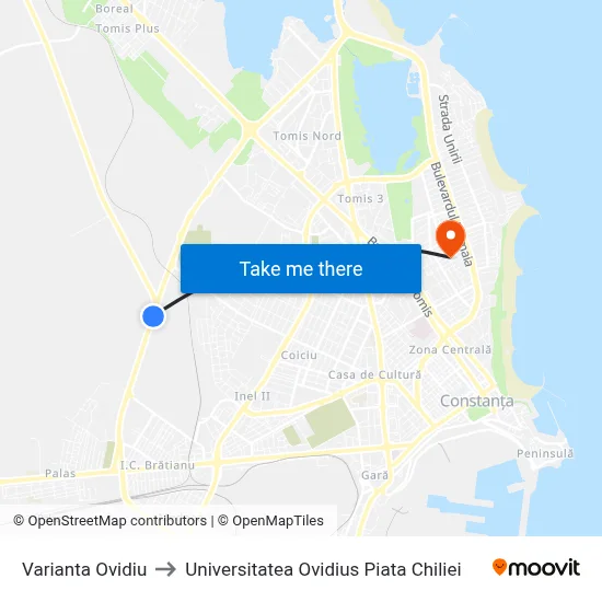 Varianta Ovidiu to Universitatea Ovidius Piata Chiliei map