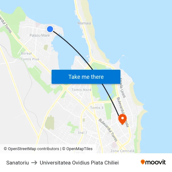 Sanatoriu to Universitatea Ovidius Piata Chiliei map