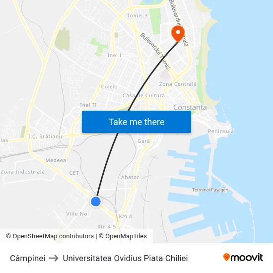 Câmpinei to Universitatea Ovidius Piata Chiliei map