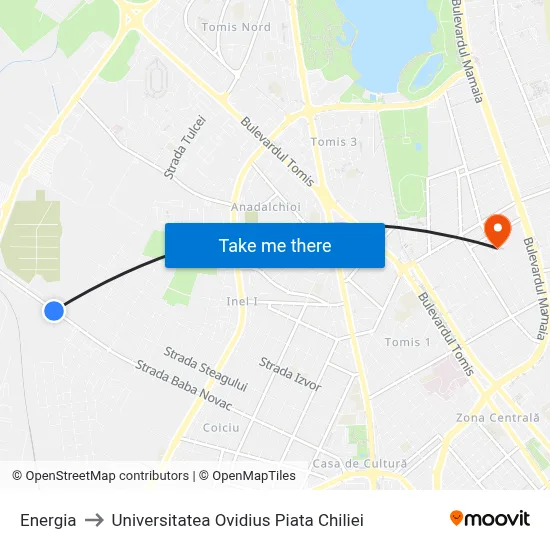 Energia to Universitatea Ovidius Piata Chiliei map