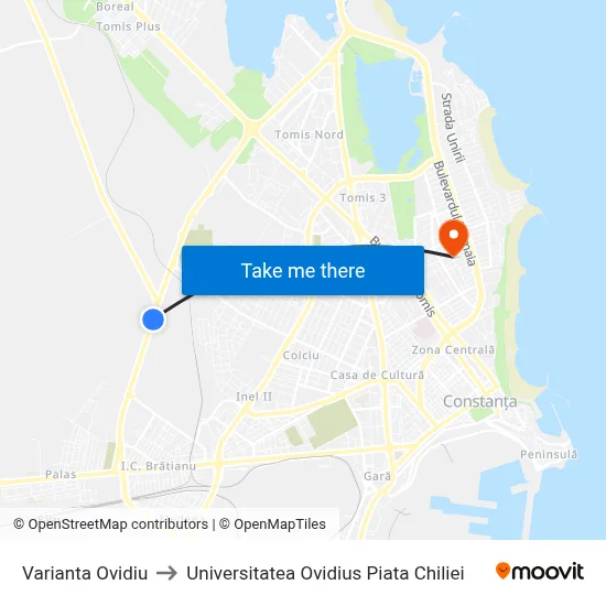 Varianta Ovidiu to Universitatea Ovidius Piata Chiliei map