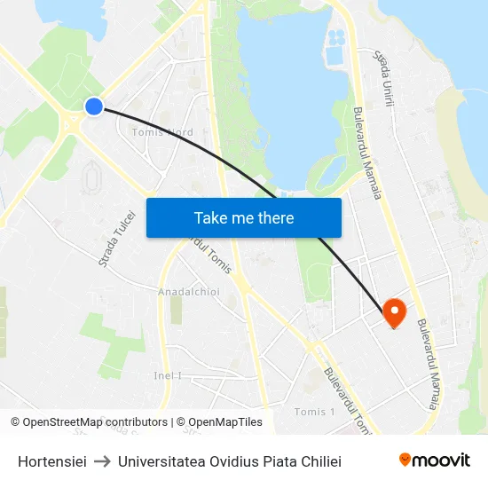 Hortensiei to Universitatea Ovidius Piata Chiliei map