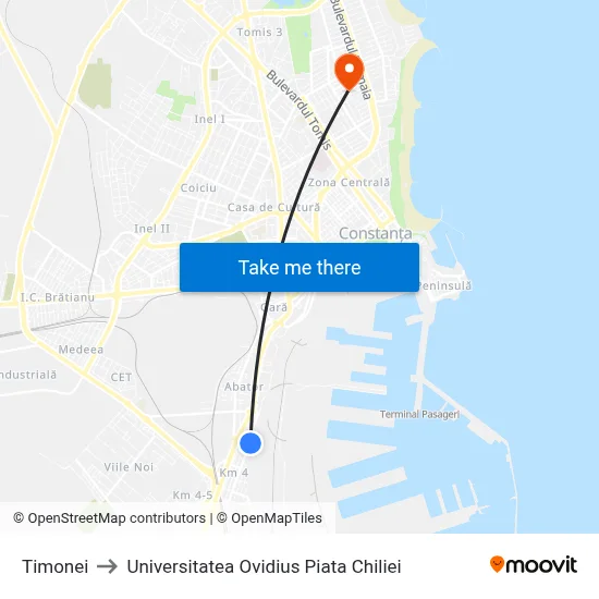 Timonei to Universitatea Ovidius Piata Chiliei map