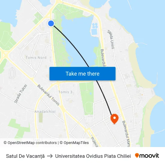 Satul De Vacanță to Universitatea Ovidius Piata Chiliei map