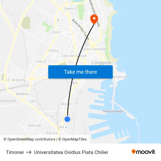 Timonei to Universitatea Ovidius Piata Chiliei map