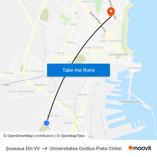 Șoseaua Din VII to Universitatea Ovidius Piata Chiliei map