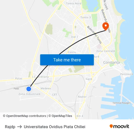 Rajdp to Universitatea Ovidius Piata Chiliei map