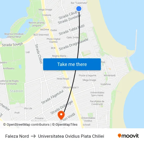 Faleza Nord to Universitatea Ovidius Piata Chiliei map