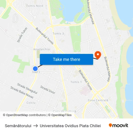 Semănătorului to Universitatea Ovidius Piata Chiliei map