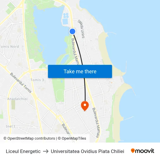 Liceul Energetic to Universitatea Ovidius Piata Chiliei map